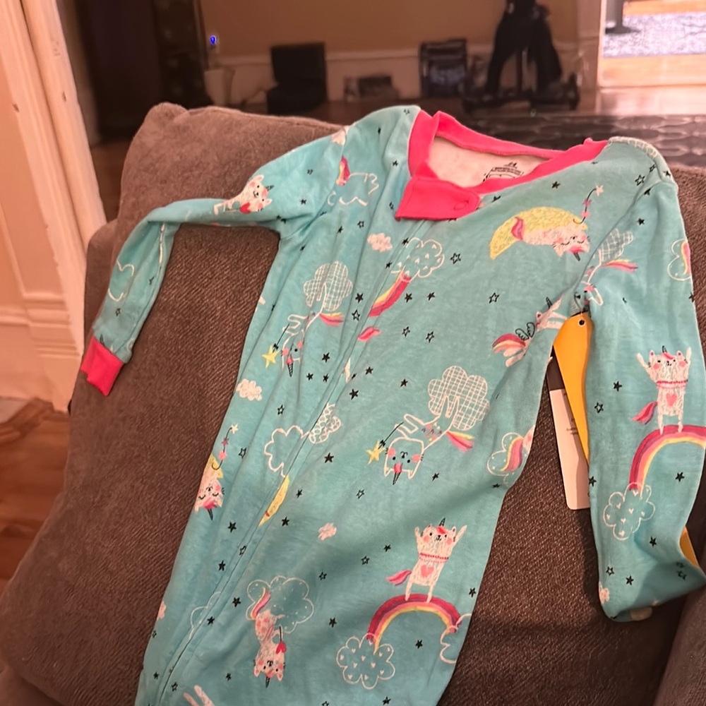 Kids Pajamas with Unicorn Print - Blue and Pink